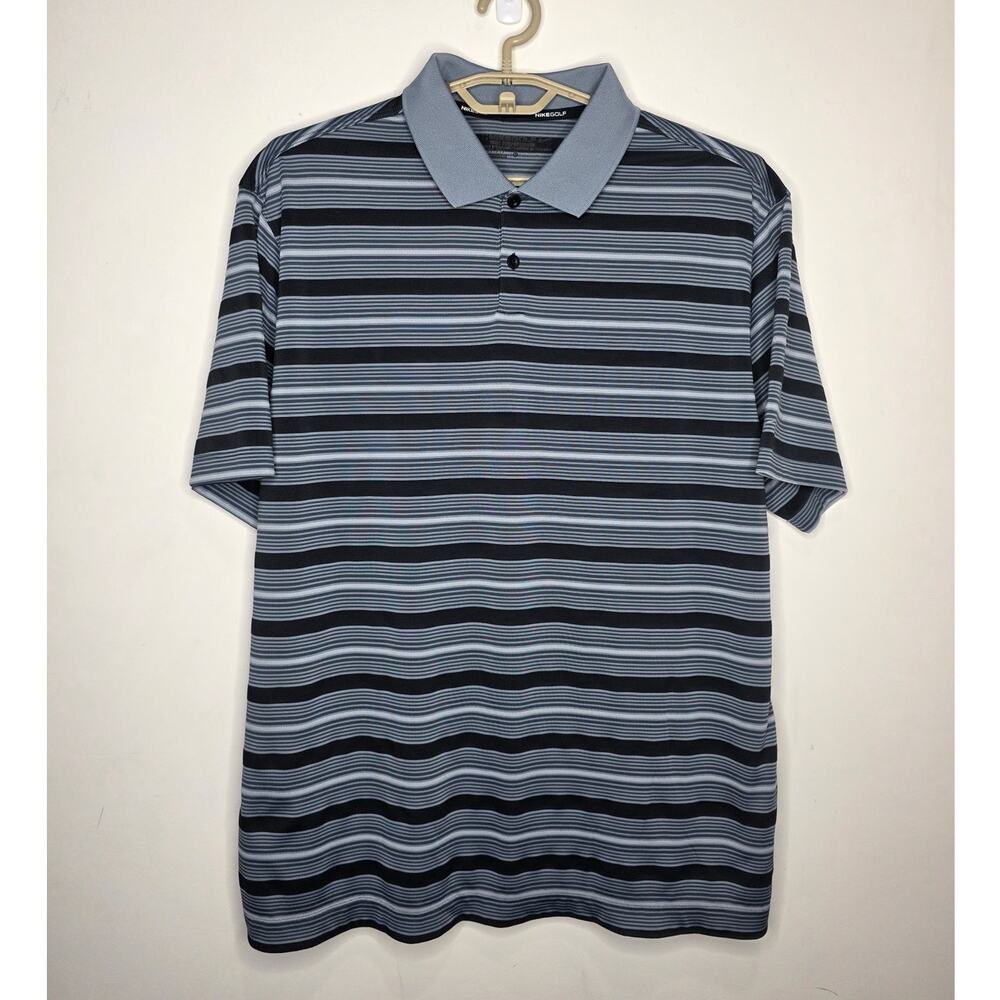 Nike Golf black grey striped short sleeve polo shirt - XL